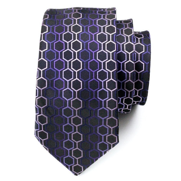 Jutara Purple Hexagon Silk Necktie for Men