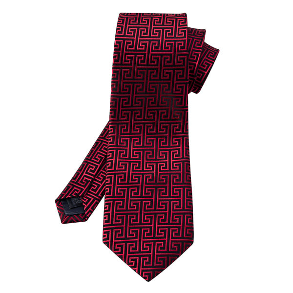 Jutara Red & Black Geometric Silk Necktie for Men