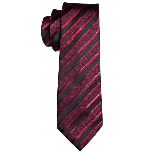 Jutara Red & Black Striped Silk Necktie for Men