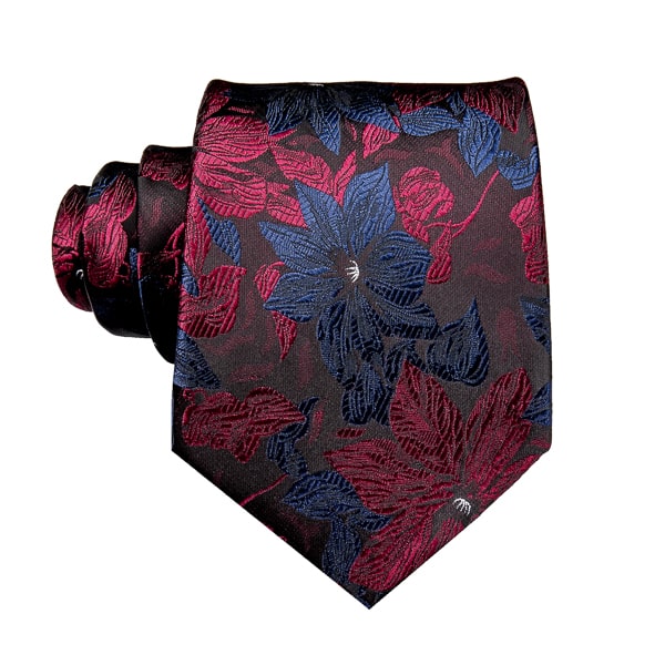 Jutara Red & Blue Floral Silk Necktie for Men