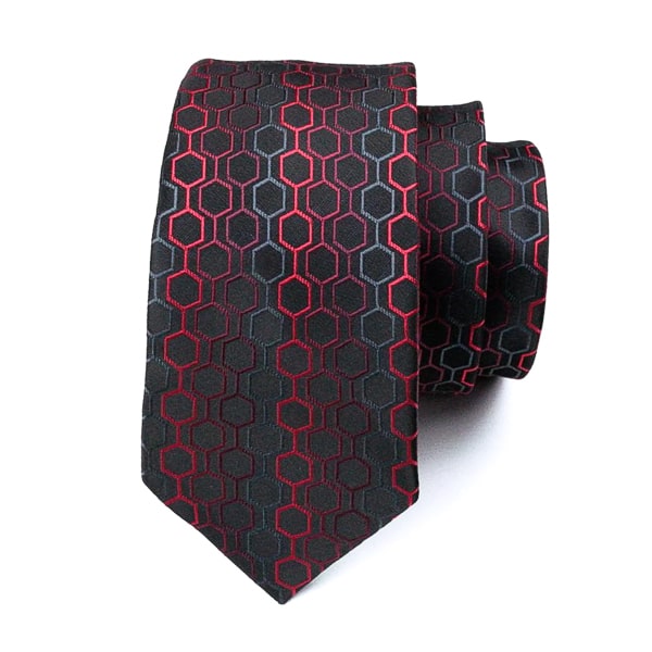 Jutara Red & Black Hexagon Silk Necktie for Men